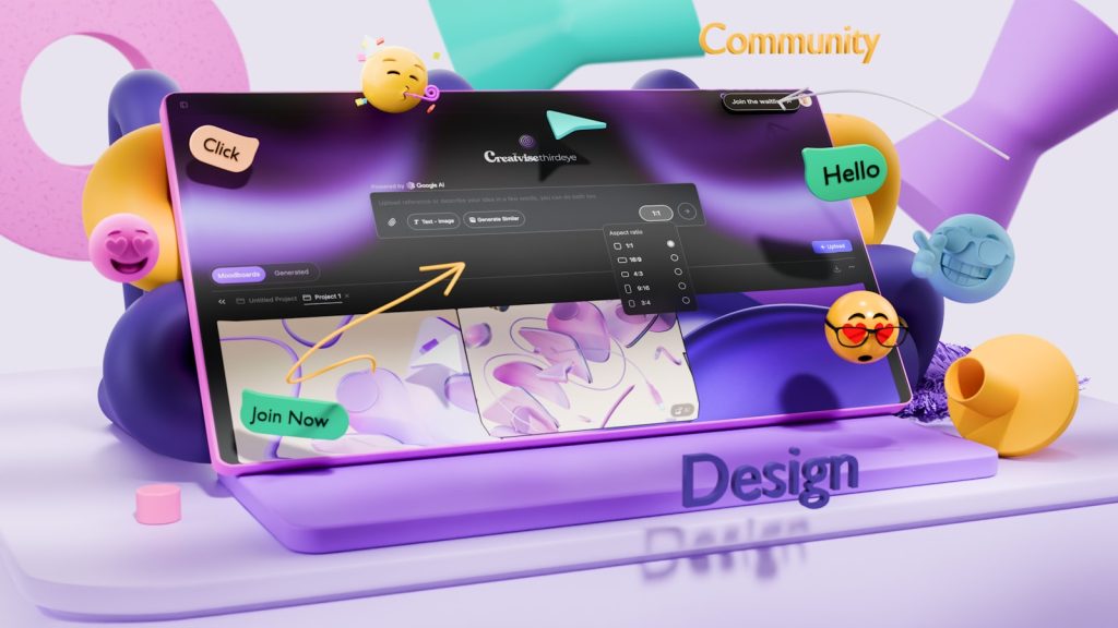 Tablet displaying creative AI generated shapes