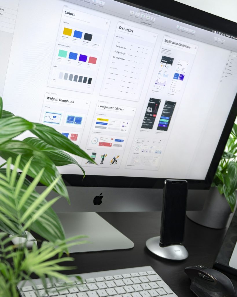 Design software interface on a computer monitor